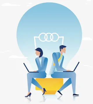 卡通背靠背上班的人免抠