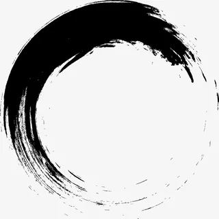 墨色古风水墨圆框免抠