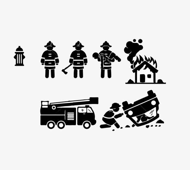消防人员救人场景免抠