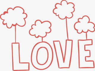 红色爱的艺术字免抠