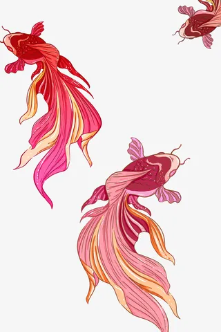 国风红色金鱼免抠