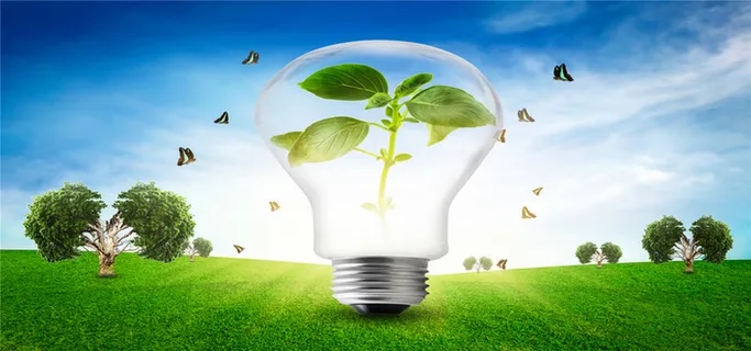 绿色灯炮环保海报背景高清