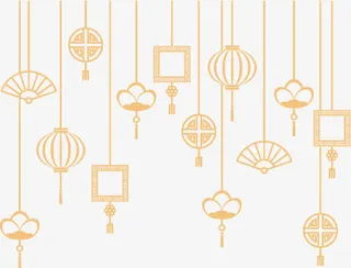 线条悬挂装饰图案卡纸免抠