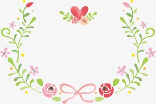 绿色春季爱心花藤框架免抠