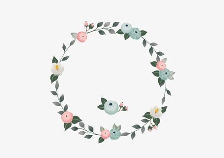 手绘花环花朵边框免抠