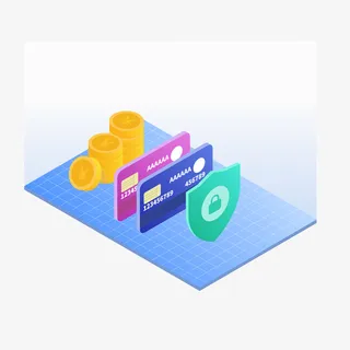 2.5D金融银行安全立体渐变元素免抠