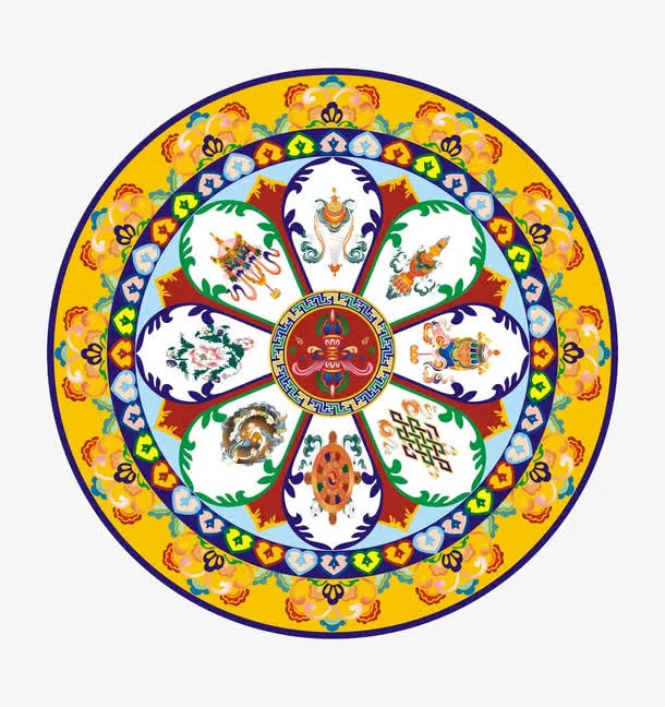 藏族吉祥八宝图案矢量免抠