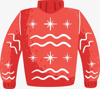 冬季红色毛线衣服免抠