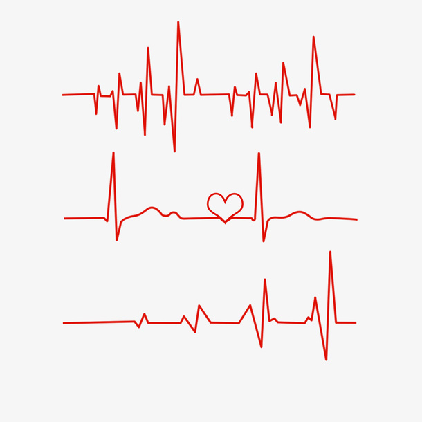 红色心跳图折线免抠