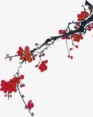 手绘古典手绘梅花免抠