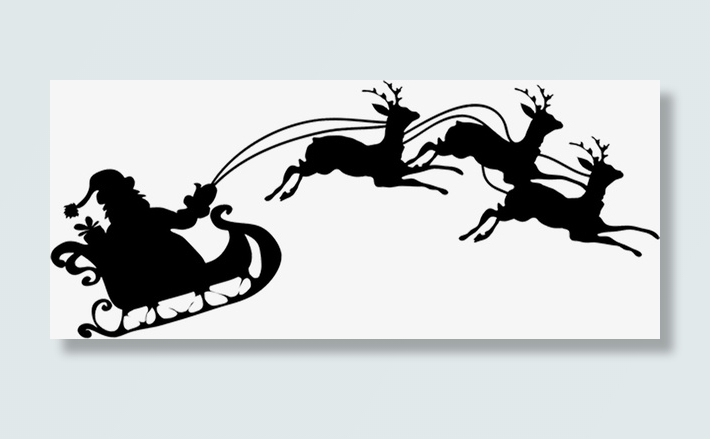 麋鹿圣诞老人黑色剪影素材免抠