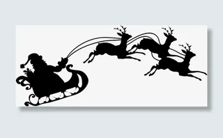 麋鹿圣诞老人黑色剪影素材免抠