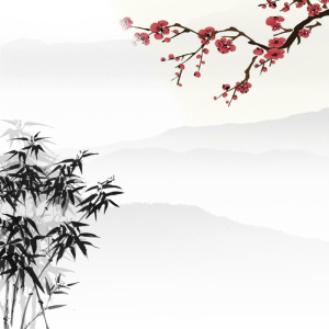 古风白色水墨山水淡雅泼墨电商主图高清复古中国风背景