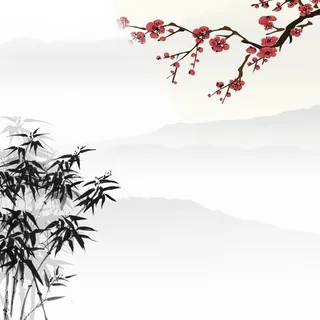 古风白色水墨山水淡雅泼墨电商主图高清复古中国风背景