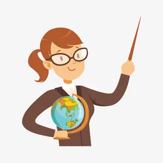 拿着地球仪的女老师免抠