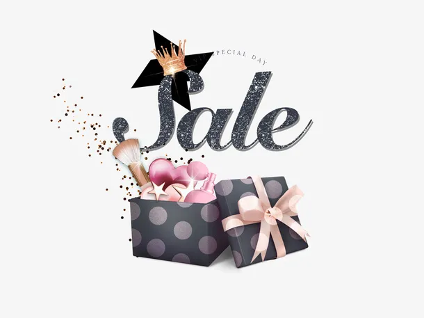 高档化妆品促销礼盒卡片装饰图案免抠