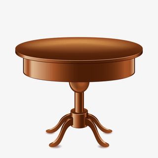 手绘桌子圆桌复古色免抠