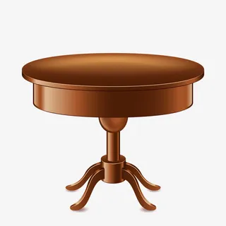 手绘桌子圆桌复古色免抠