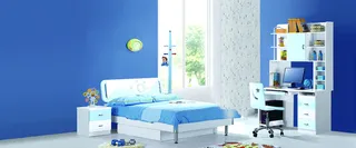 室内场景清新简约蓝色海报背景高清