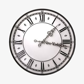 白色圆形罗马数字老式时钟实物免抠