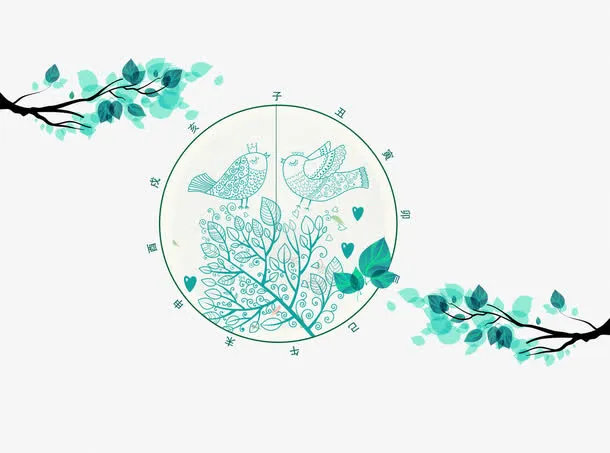 蓝色清新文艺树枝春季海报背景