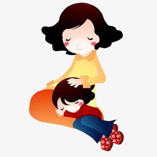 趴在母亲身上的小女孩免抠