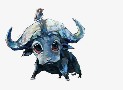 手绘水牛免抠