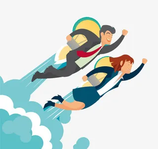 飞向蓝天的商务人士免抠