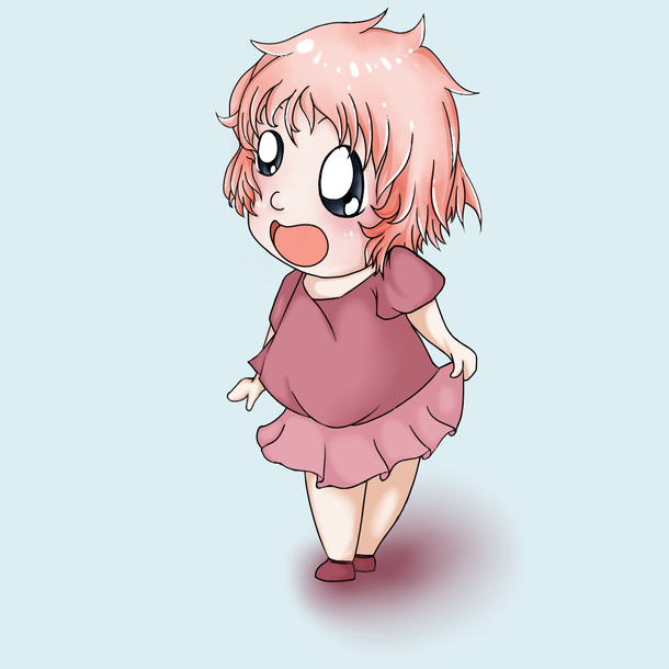 年粉红色动漫人物设计元素免抠