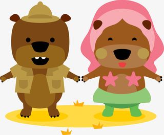 小熊情侣装饰贴纸免抠