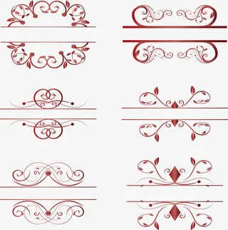枣红色欧式花藤标题框免抠