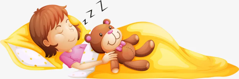 黄色卡通睡觉女孩免抠