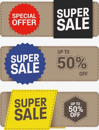 超级折扣打折横幅免抠