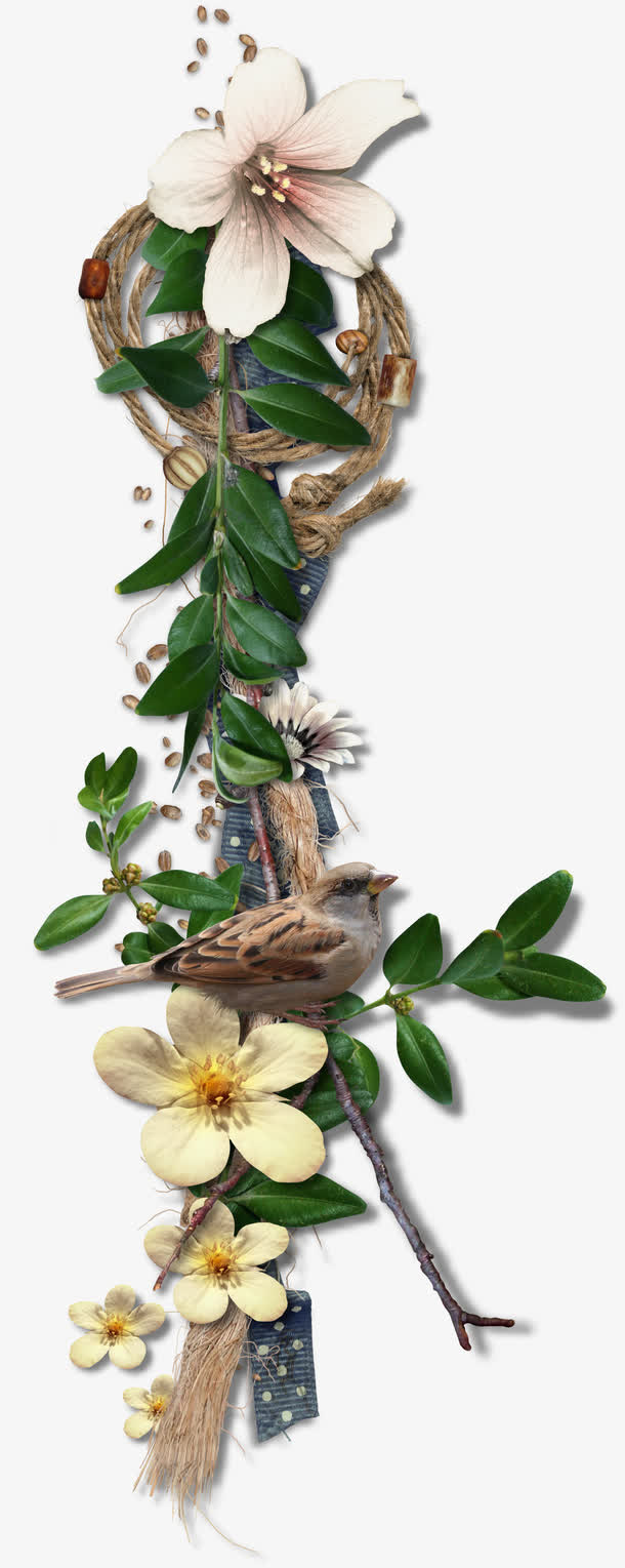 鲜花麻绳免抠