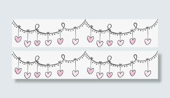 粉色爱心串灯分界线免抠