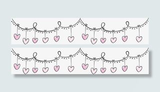粉色爱心串灯分界线免抠