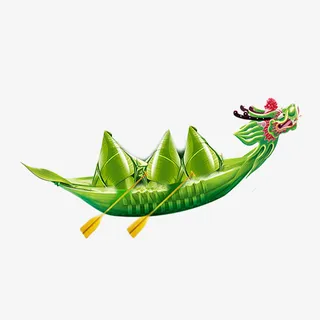 卡通风格粽子划龙舟免抠
