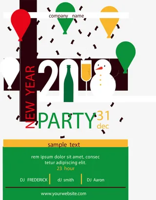 彩色气球雪人新年派对免抠