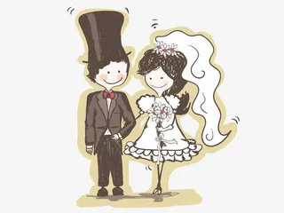 手绘新婚矢量图免抠