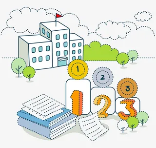 宽敞明亮的小学校园PNG下载免抠