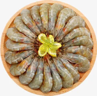 一盘新鲜大虾免抠