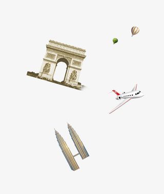 旅游景点与飞机免抠