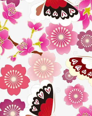 樱花蝴蝶底纹免抠