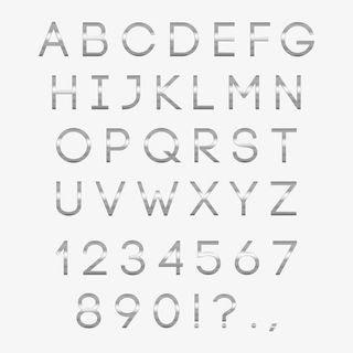 银色金属质感字母和数字矢量图免抠