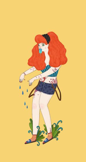 吃冰棒的女人动漫海报背景