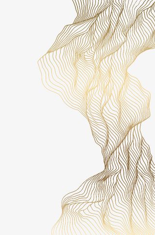 中式金色波浪线条渐变免抠