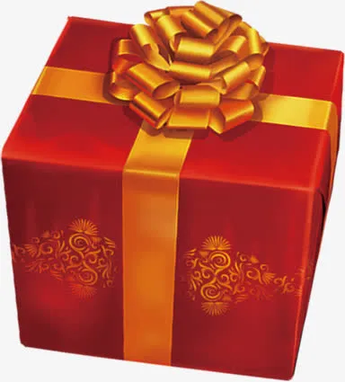 红色中式花纹礼盒免抠
