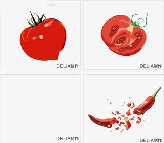 手绘西红柿手绘辣椒免扣素材免抠