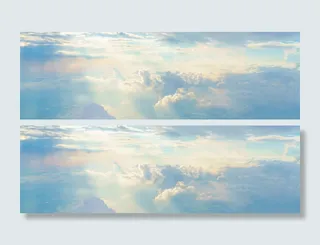 日出白云天空banner高清