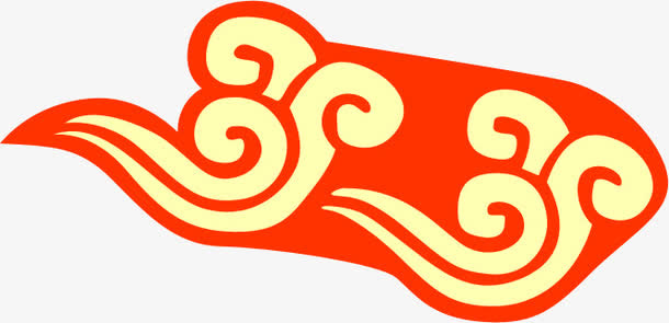 红色卡通中式花纹祥云设计免抠